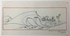 Original Animation Concept Drawing Santa   s North Pole Village Snow Drift Scene
