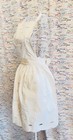 Handmade Vintage  Cream Adult Apron Embroidered Cutout Floral 100  Cotton Linen