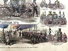 1865 The Steam Fire-engines In New York By A  Berghaus Hand-colored 22   x 16   
