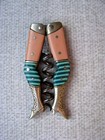 Scarce Antique Two Color Panel Risque    Lady Leg Maker Marked Corkscrew c 1890 s