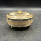 Shiseido Vanity Jar Powder Puff Gold Metal Trinket Box Ornate Vintage