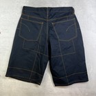 Vintage Bermuda Shorts Mens Black Denim Contrast Stitch 15  Inseam Usa Made - 33