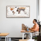 Large World Map Wall Art  Framed Canvas Print  Office World Map Wall Decor Ma   