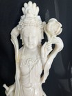 Vintage Asian Guanyin Bodhisattva Figure With Child On Wooden Base  please Read 
