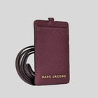 Marc Jacobs Logo Leather Lanyard Id Card Case Wallet Pomegranate