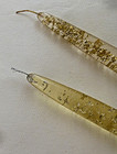 Mid Century Modern Lucite Acrylic Clear Gold Flake 12    Taper Candles Pair Vtg