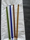Vintage Glass Swizzle Sticks Set Of 4 - Blue  Green  Amber Cocktail Stirrers