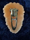 Vintage Celluloid Floral Spray Carved Fur Or Dress Clip 2    Made In Japan