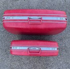 Vtg 1960s Red Textured Samsonite Luggage  Set Of 2 W keys Retro Mid-century Euc