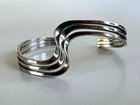 Vintage Navajo Bracelet Modernist Sterling Silver Triple Wave Twisted Cuff 19 G