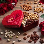 Gourmet Nut Gift Basket In Heart Box     4 Piece Assortment  Elegant Platter