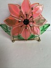 Orange  Flower Lucite Napkin Holder Metal Holder Mid Century Modern Vintage