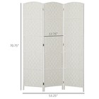 3 Weave Panel Room Divider Privacy Folding Screen Diamond Decor  White