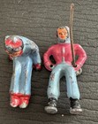 Vtg 1940 s Barclay Cast Metal Downhill Skiers Farm Cast Iron Figures Lot Of 10