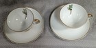 X2 Vtg Disneyland Castle Tinkerbell Footed Demitasse Teacups   Saucers Gold Trim