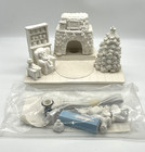 Rare Vtg California Creations Country Christmas Scene Log Cabin Kit Unpainted 