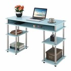 Seafoam Wooden Metal Pole Student Desk Writing Table Laptop Computer Storage