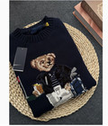 New Autumn And Winter Men s Heavy Embroidery Bear Sweater Round Neck Casual Knit