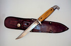 Vintage Queen Fix Blade Hunting Knifei Bone In Not Matching Sheath