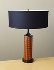 Exquisite  Danish Modern Table Lamp  50 s 60 s Mid Century Mcm Wood Black Shade