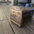 Antique   Vintage Chinese Camphor Wood Hand Carved Hinged Box 9   x5   x5   