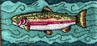 Handmade Hooked Rug Mat  Fish  Trout Primitive Wool Art Wall Hanging