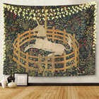 Tapestry Artwork Wall Hanging Medieval Vintage Hunting Unicorn Captivity 60x8   
