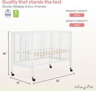 Portable Baby Crib Full Size Adjustable Mattress Heavy Duty Wheels White Dream