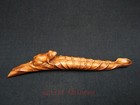 Collection Chinese Boxwood Wood Hand Carving Lovely Frog Lotus Leaf Spoon L 7 8 