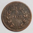 1853 British India  east India Company  1 2 Pice Coin