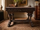 Rare Victorian Carved Oak Table 1870s Handmade Gothic Jacobean Uk Delivery