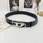 Unisex Black Leather Belt With D Metal Buckle     Stylish For Jeans
