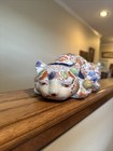 Antique Japanese Imari Porcelain Painted Large Cat Statue 9 5 Inches Length