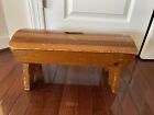 Old Vintage Distressed Wood Stool Bench Country Farmhouse Hand Made
