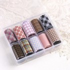 10 Rolls Plaid Nail Art Foil Transfer Sticker Decals Colorful Red Plaid
