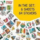 64pcs Italy Travel Stickers     Italian Landmark  Map  Flag  Pizza  Venice 