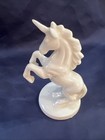 Vintage Rearing Porcelain Mini Unicorn Figurine White Glossy 3 Inches
