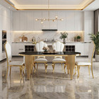 7pcs Dining Table Chairs Set Black Glass Dining Kitchen Table For Living Room