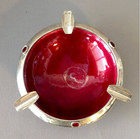 Italian Sterling Red Enamel On Copper Ash Tray Mid-century