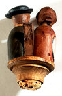 Vintage Anri Mechanical Kissing Couple Cork Bottle Stopper Wood Hand Carved