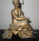 Antique 19th C Kroeber Iron Case French Mantel Clock Bronze Lady Statue  lamart 