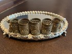 Vintage Hollywood Regency Floral 5 Lipstick Holder Vanity Mirror Tray 7 5 x5 
