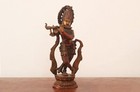 Krishna Statue Vintage Brass Sculpture Antique Hindu God Home Temple Decor Idol