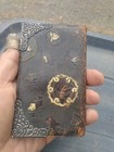 Antique Handmade Tooled Leather Asian Oriental Wallet Sterling Silver Ends Rare