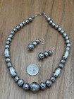 Authentic Navajo Handmade Old Look Navajo Pearl Bead Necklace And Earrings 18   