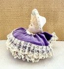 Vintage Porcelain Bisque Head Doll Pin Cushion  5     Purple