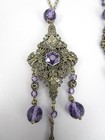 Gorgeous Antique Czech Brass   Amethyst Glass Flapper 40    Long Necklace