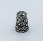 Vintage Sterling Mexico Silver Ornate Filigree Swirl Leaves Vine Thimble - 6 17g