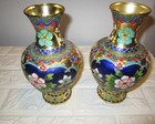 Set Of Two Hand Painted Cloisonne Vases