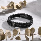 Christian Black Leather Bracelet For Men - Double-row Braided Leather Faith C   